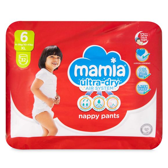 Ultra-dry XL Nappy Pants 32 Pack Size 6 Mamia